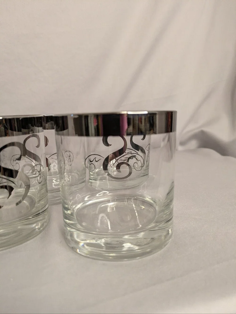 Vintage Dorothy Thorpe Monogrammed S Low-ball Rocks Glasses Mid Century Barware